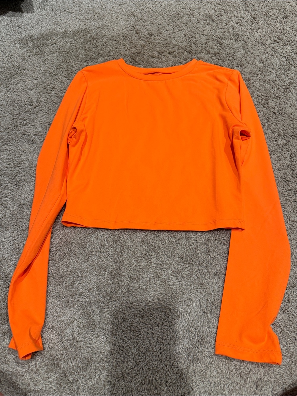 Women's Neon Orange Long-Sleeve Crop Tee